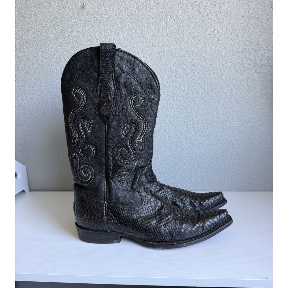 Cuadra Black Genuine Python Snakeskin Cowboy Boots Men's US 11 MX 30 Mexico - Picture 2 of 12